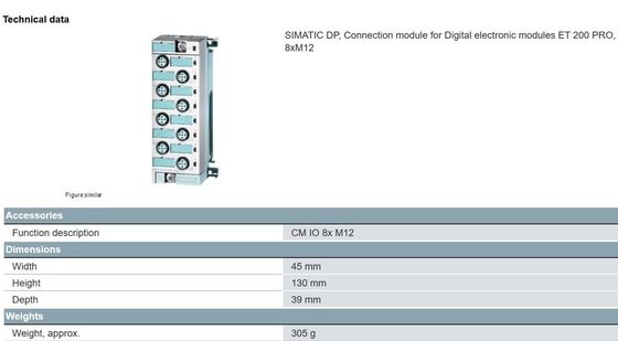 SIEMENS SIMATIC ET 200pro CM IO 8x M12 mit SF LED Zahlungsfrist T/T 6ES71944CB000AA0