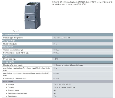 SIMATIC S7-1200 SM 1231 8 AI 12-Bit-Signal Analog-Eingangsmodule Kommunikationsoberfläche Andere