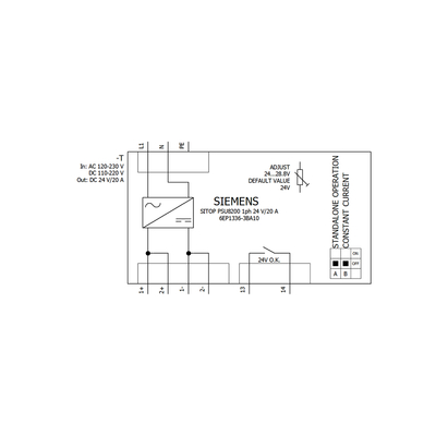 HYTECH Original SIEMENS SITOP PSU8200 24V Gleichspannung 20A Stabilisiertes Stromversorgungsmodul 6EP1336-3BA10