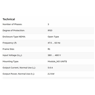 2.2KW 5.6A ACS355 Frequenzwandler und Dauerhaft für Maschinenantrieb