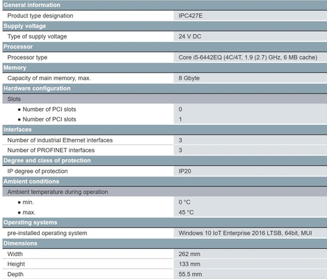Original SIMATIC IPC427E 4x USB V3.0 8 GB Arbeitsspeicher für Siemens 6AG4141-5AB17-0FA0