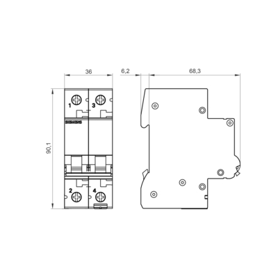 100% streng getestet 5SL6210-7CC 2-poliger Miniatur-Schaltkreislaufschalter für Siemens 400V 6kA