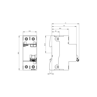 Siemens 5SV4614-0 2-poliger Wechselstrom-Schaltkreislaufbrenner 40A 300mA Un Wechselstrom 230V