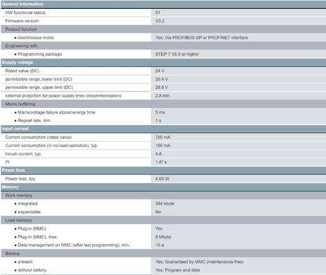 Ausgezeichnete 6ES7315-2EH14-0AB0 SIMATIC S7-300 CPU 315-2PN/DP mit 384KB Arbeitsspeicher